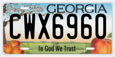 GA license plate CWX6960