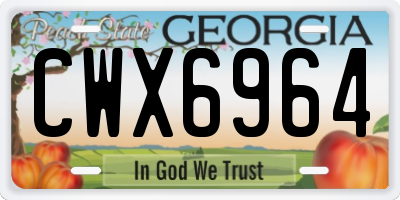 GA license plate CWX6964
