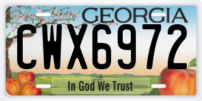 GA license plate CWX6972