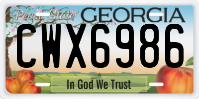 GA license plate CWX6986
