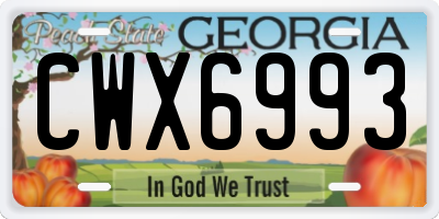 GA license plate CWX6993