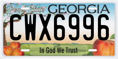 GA license plate CWX6996