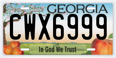 GA license plate CWX6999