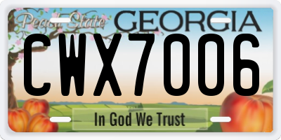 GA license plate CWX7006
