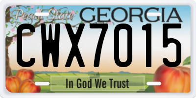 GA license plate CWX7015