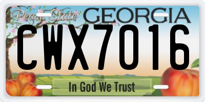 GA license plate CWX7016
