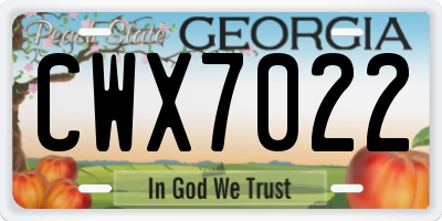 GA license plate CWX7022