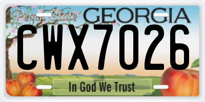 GA license plate CWX7026