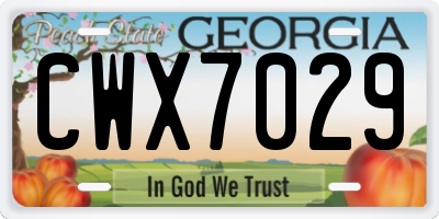 GA license plate CWX7029