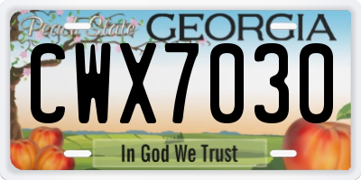 GA license plate CWX7030