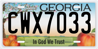 GA license plate CWX7033