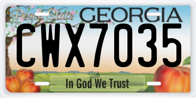 GA license plate CWX7035