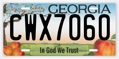 GA license plate CWX7060