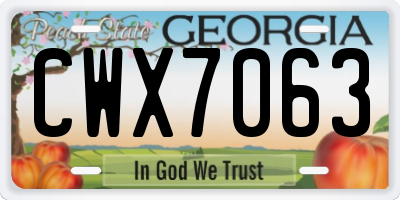 GA license plate CWX7063