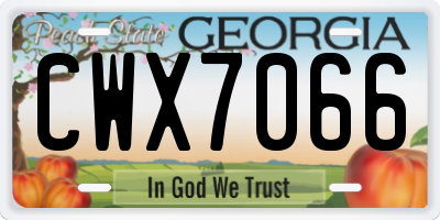 GA license plate CWX7066