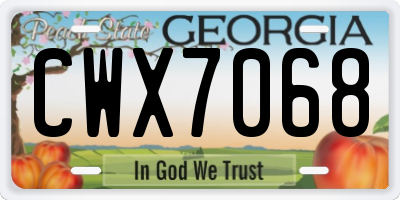 GA license plate CWX7068