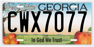 GA license plate CWX7077