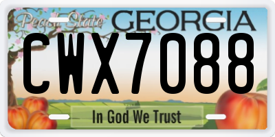 GA license plate CWX7088