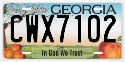 GA license plate CWX7102