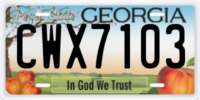 GA license plate CWX7103