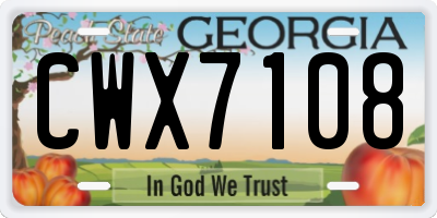 GA license plate CWX7108