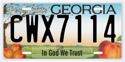 GA license plate CWX7114