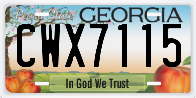 GA license plate CWX7115