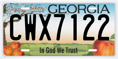 GA license plate CWX7122