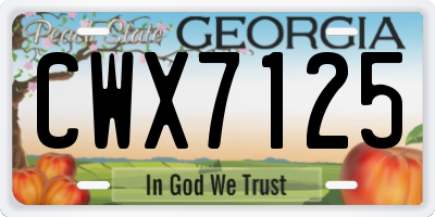 GA license plate CWX7125