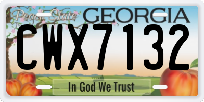 GA license plate CWX7132