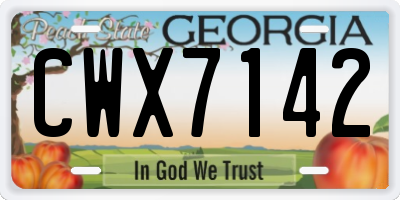 GA license plate CWX7142