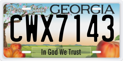 GA license plate CWX7143