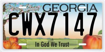 GA license plate CWX7147