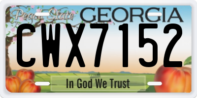 GA license plate CWX7152