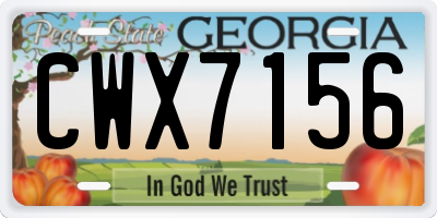 GA license plate CWX7156