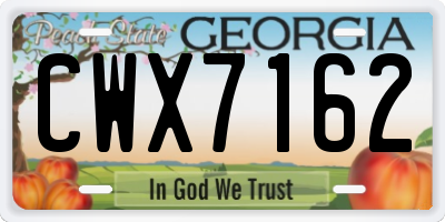 GA license plate CWX7162