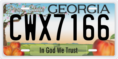 GA license plate CWX7166