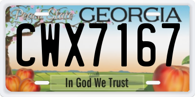GA license plate CWX7167