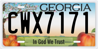 GA license plate CWX7171