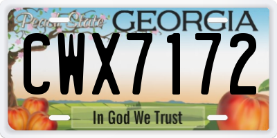GA license plate CWX7172