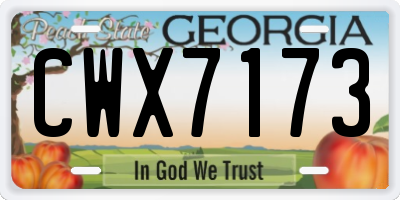 GA license plate CWX7173