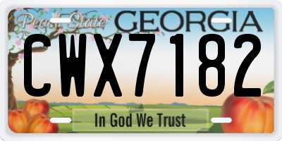 GA license plate CWX7182
