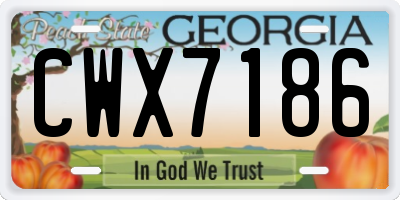 GA license plate CWX7186