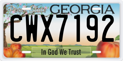 GA license plate CWX7192