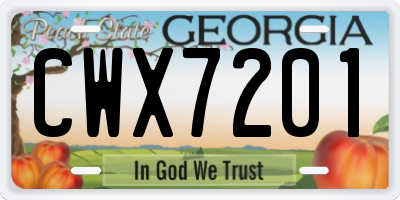 GA license plate CWX7201