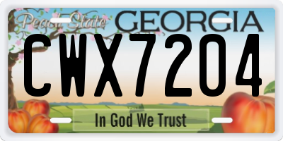 GA license plate CWX7204