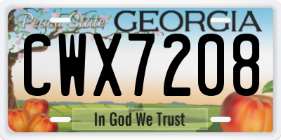 GA license plate CWX7208