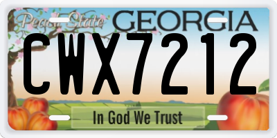 GA license plate CWX7212