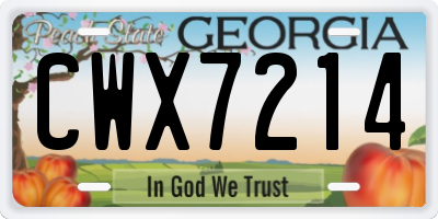 GA license plate CWX7214