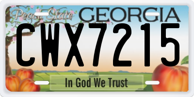 GA license plate CWX7215